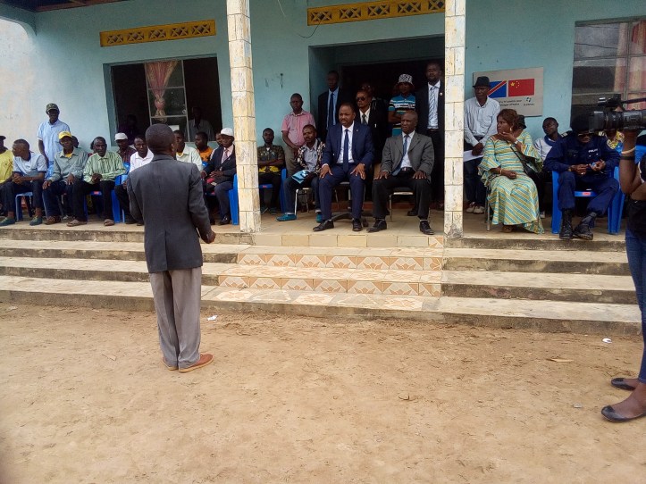 Une vue de la cérémonie lors de la pose de la première pierre de la morgue de Madimba